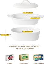 Butter Dish with Lid for Countertop - Porcelain White, 3pcs Large Butter Dish with Lid, Butter Keeper Container with Waterline Pefect for Daily Storage, Butter Holder with Handle - for Kitchen Decor