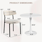 SoarFlash Kitchen Table and Chairs for 2, 31.5" Dining Table Set for 2 with Boucle Upholstered Chairs, 3 Piece Round Kitchen Table Set, Dining Room Table Set for Small Space, Apartment, Beige/White