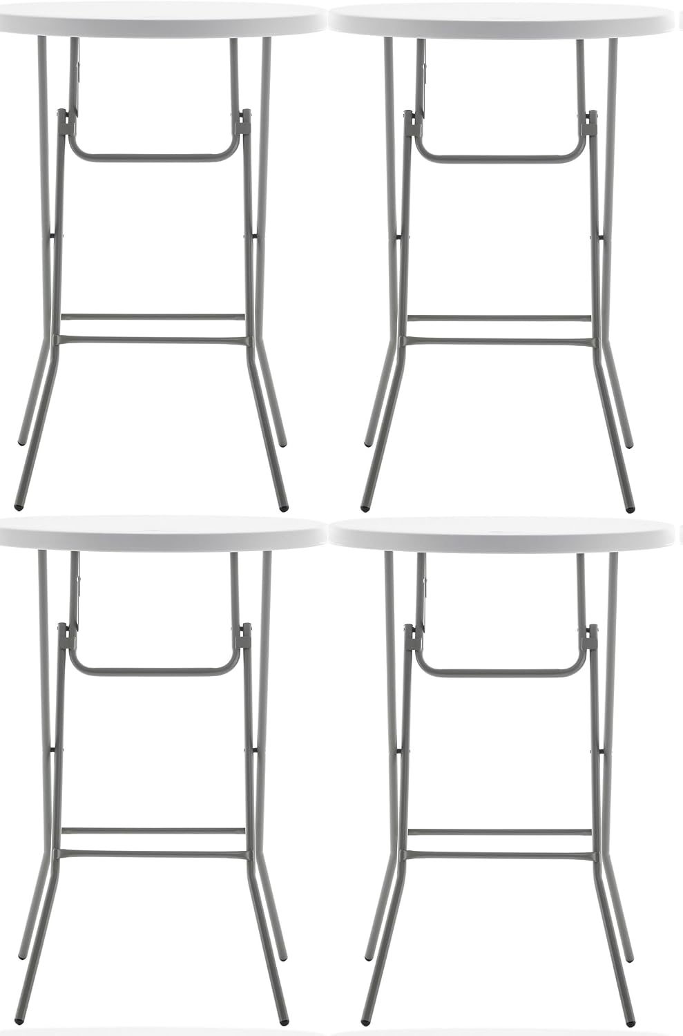BTExpert 32" Round 43" Bar Height White Granite Plastic Folding Tab...