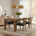 Rattan Dining Chairs Set of 4, Modern Fabric Upholstered Kitchen Chairs, Wooden Dining Room Chair Farmhouse Dinner Chair, Charcoal