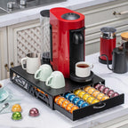 FlagShip Vertuo Pod Storage - Modern Black Metal Coffee Capsule Organizer & Space-Saving Pod Holder for Coffee Machines, Spacious 50 Vertuo Pods Capacity