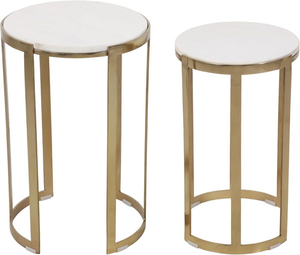 Elegant End Table, Side Table, or Night Stand for Room Decor - Round Metal Ac...