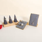 GemeShou Grey Necklace display stand, Velvet Jewelry necklace display holder for selling, small metal earring neck storage organizer, online jewelry photography props【Grey】