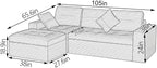 Eafurn 105" L-Shaped Boneless Modular Sectional Sofa with Movable Ottoman, Comfy Corduroy Floor Couch with Deep Seat and Tufted Seat, Flexible Module Combination for Living Room, No Assembly | Deep Seat, Wider Armrest, Free Combination, Tufted