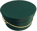 Sarah's Hat Boxes Classic Dark Green Hat Box – 14.75" x 7.5" (Dia. x Ht.) Handmade in USA – Odorless Non-Toxic Adhesive, Cording Handle – Premium Storage for Hats & Accessories