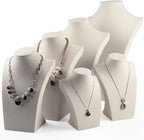 Oirlv Linen Necklace Display Bust 3D Necklace Organizer Jewelry Display Holder (H-11.8inches)