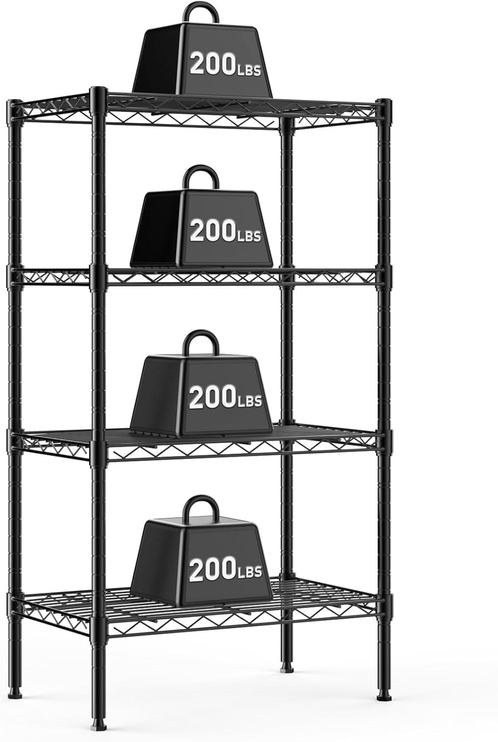 DUMOS 4-Tier Metal Wire Storage Shelves, Adjustable Standing Storage Rack She...
