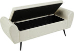 56" Faux Leather Storage Bench for Bedroom King Size Bed, Beige | Long Ottoman, Modern End of Bed Bench, with Arm, Upholstered, For Bedroom/Living Room/Window/Entryway
