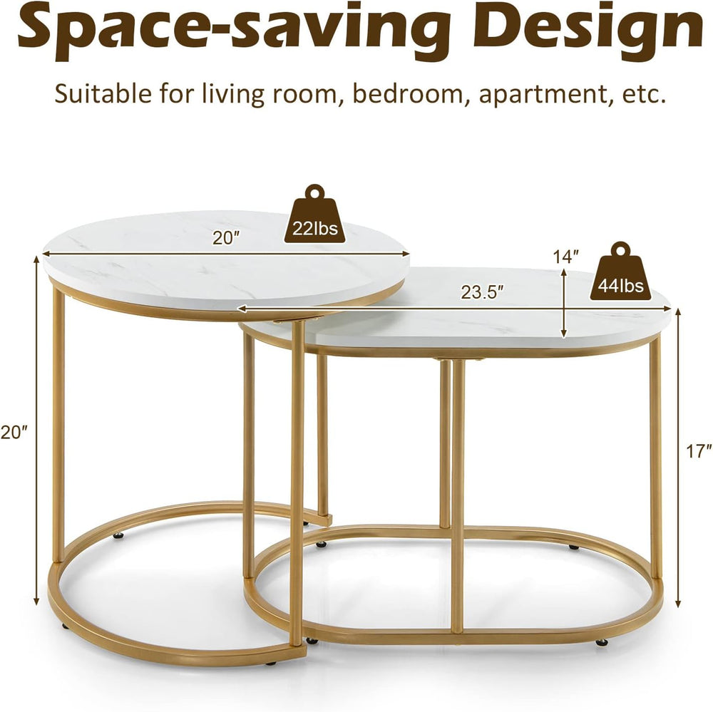 Giantex Modern Nesting Coffee Table Set of 2, Coffee Table & End Table Se...