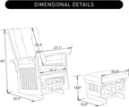 Glider Rocking Chair for the Nursery with Ottoman, 3A Solid Rubberwood Frame, Smooth-Gliding Rocking Chair, Easy to Assemble, for Nursery, Living Room, Bedroom, Classroom (Dark Coffee)