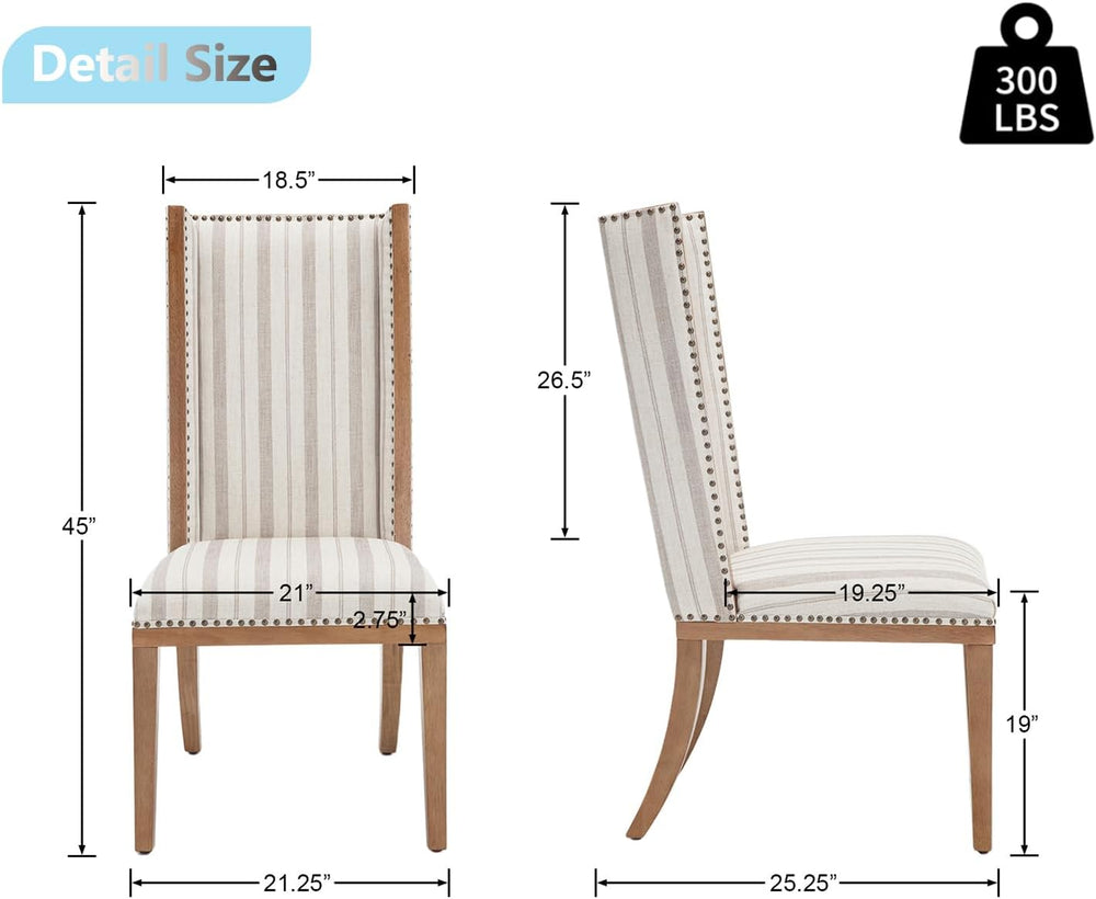 Kmax High Back Dining Chairs Set of 2, Parsons Dinner Chairs Upholstered Fabr...