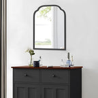 18X24 Inch Black Mirror for Wall with Metal Frame Rectangular Rounded Bathroom Vanity Mirror Anti-Rust, Hangs (Black 18" x 24")