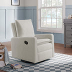 Oxford Baby Uptown Upholstered Glider Recliner Rocking Chair 360° Swivel for Nursery and Living Room - Boucle White