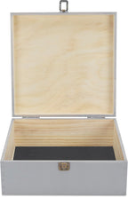 makerflo Large Grey Pine Wood Memory Box with Black Felt Inside, Hinged with Clasp, Keepsake Wooden Box Ideal for Craft and Personalization (Laser Engraving, Epoxy, UV DTF, and Vinyl) – Pack of 12