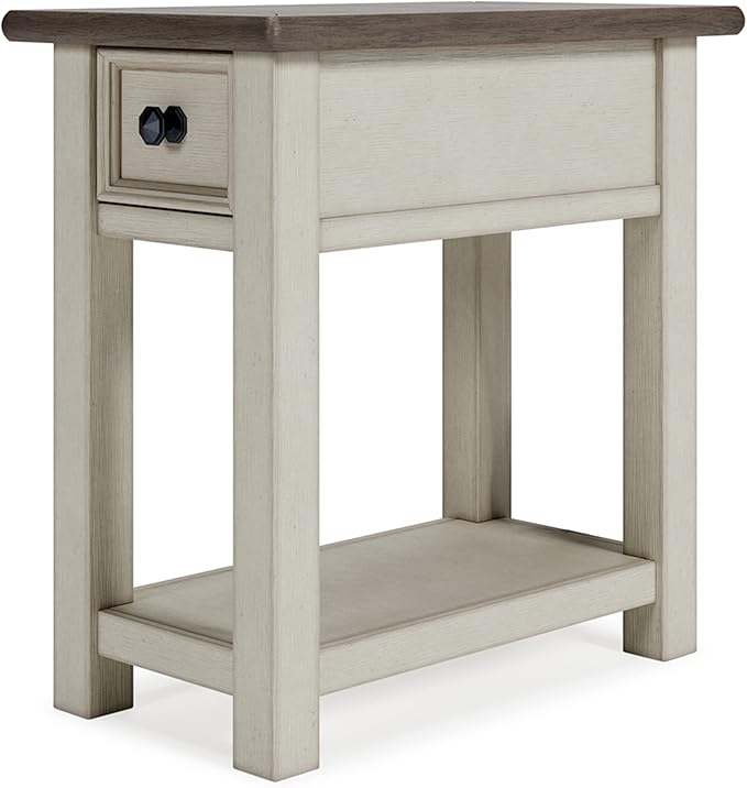 Signature Design by Ashley Bolanburg Farmhouse Chair Side End Table, Light Brown & Whitewash