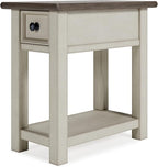 Signature Design by Ashley Bolanburg Farmhouse Chair Side End Table, Light Brown & Whitewash