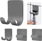 CGBE 4 Pack Shower Hooks - Self Adhesive Shaver Holder Hanger for Bathroom, Damage Free Wall Hooks for Razor, Loofah Sponge - Grey