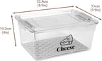 Cheese Container Airtight with Draining Basket Cream Cheese Sliced Cheeses Box with Lid Saver for Fridge Cheeses Keeper Cream Block Shredded Storage Box Saver (Clear)