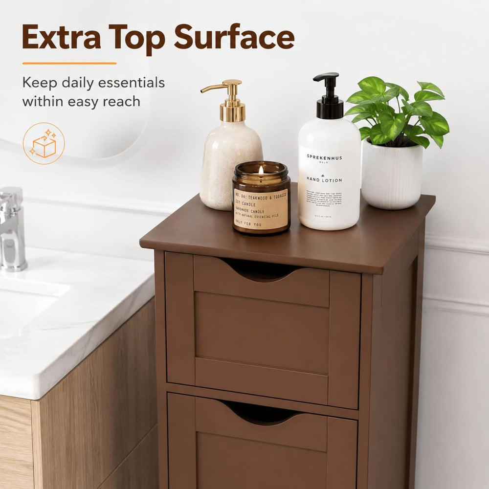 VINGLI 4-Drawer Bathroom Storage Cabinet, Slim Freestanding Floor Cabinet Org...