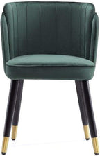 Manhattan Comfort Zephyr Modern Velvet Dining Chair, Solid Wood Frame with Gold-Tipped Splayed Legs, High Density Foam Padding, Vintage Design, Tulip Inspired Accent Furniture, Hunter Green