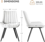 Dining Chairs Set of 6, Mid Century Modern Kitchen Chairs with Soft Cushion, Comfortable Upholstered Fabric Dining Room Chairs for Kitchen, White
