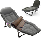 Camping Cot for Adults with Cushion, Portable Folding Camping Cot, 5-Position Folding Chaise Lounge(C1)