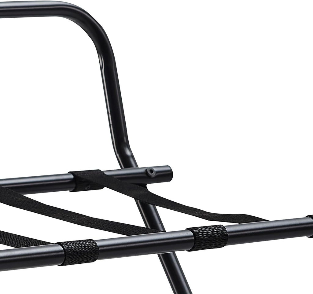 Kings Brand Furniture - Metal Foldable Luggage Rack, Suitcase Stand with Back, Black