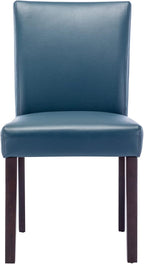 Watson & Whitely Dining Chairs Set of 6, Faux Leather Upholstered Armless Dining Room Chairs with Solid Wood Legs & Back Side Chair for Kitchen, Living Room, Restaurant, Blue