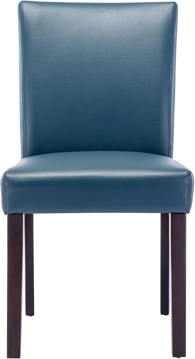 Watson & Whitely Dining Chairs Set of 6, Faux Leather Upholstered Armless Dining Room Chairs with Solid Wood Legs & Back Side Chair for Kitchen, Living Room, Restaurant, Blue