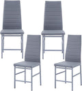 PU Dining Chairs Set of 4, Modern Kitchen & Dining Room Chairs Faux Leather Upholstered Dinner Chairs with Metal Legs for Small Space (Could Gray, Crossbar)