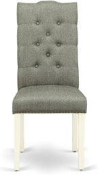 East West Furniture V077EL207-9 9 Piece Kitchen Table & Chairs Set Includes a Rectangle Dining Room Table with V-Legs and 8 Gray Linen Fabric Parson Dining Chairs, 40x72 Inch, Multi-Color