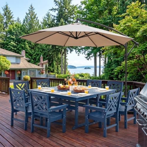HDPE Outdoor Dining Set,10-Piece Outdoor Table and Chairs Include 8 Dining Ch...