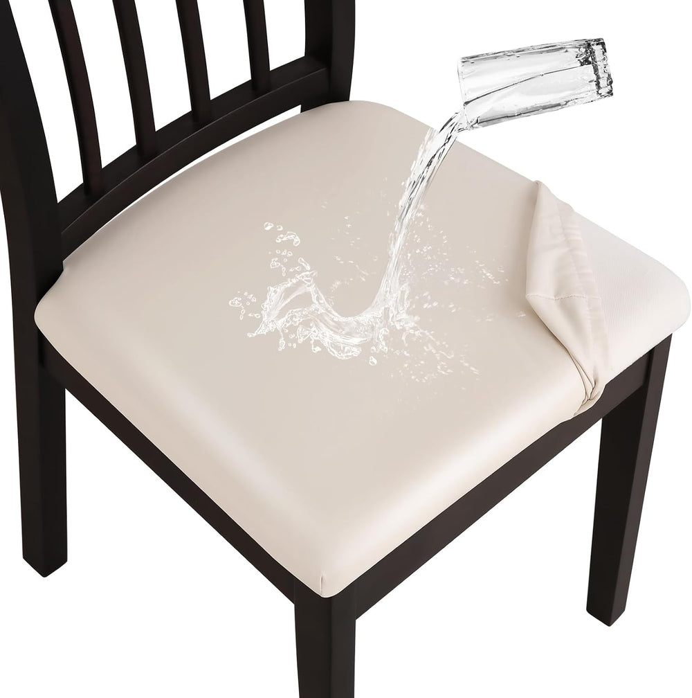 YISUN Waterproof Chair Seat Covers Set of 6, Pu Leather Dining Room Chair Cov...