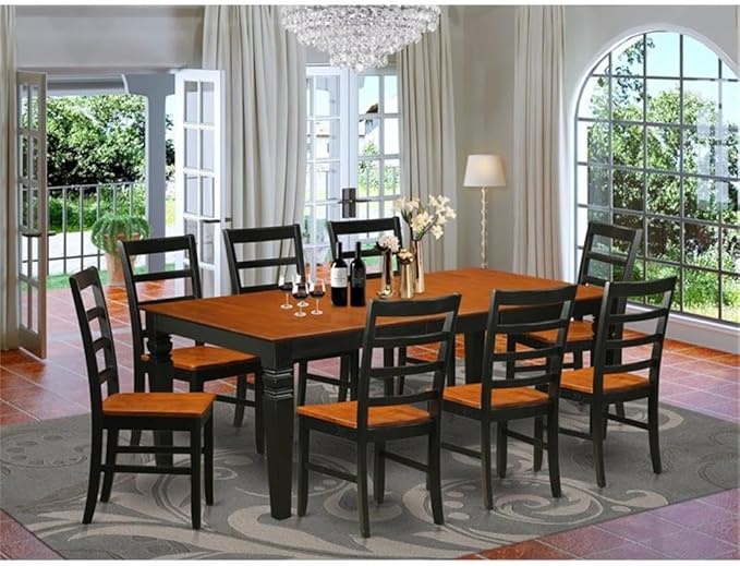 East West Furniture LGPF9-BCH-W 9 Piece Modern Dining Table Set Includes a Re...
