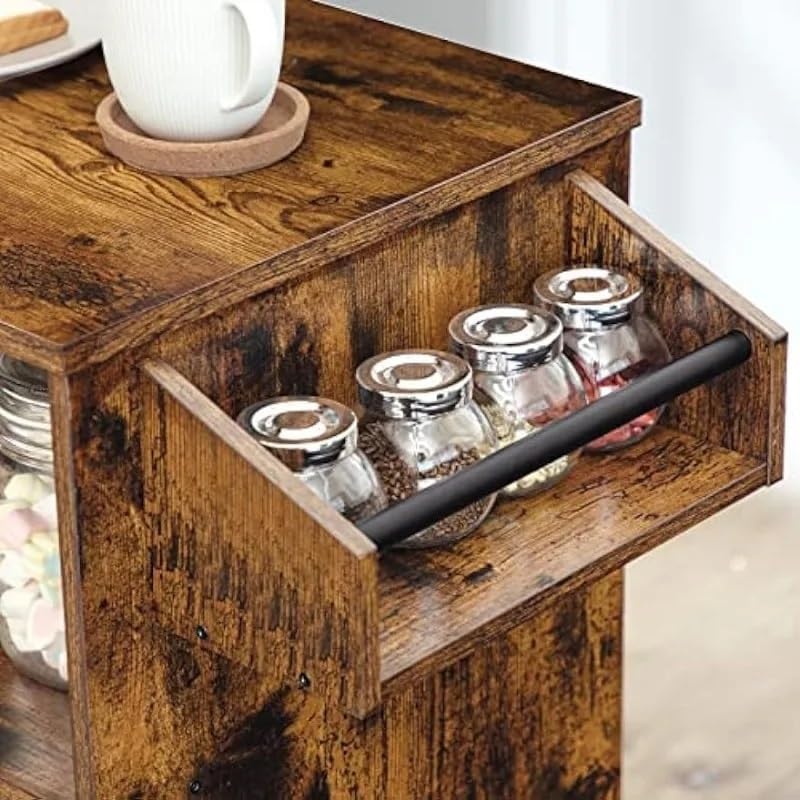 Kitchen Island, Storage Cabinet with Drawer, Cart with Spice and Towel Rack, ...