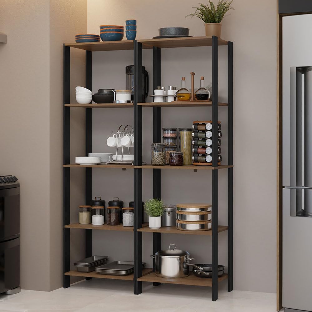 Madesa Kitchen Pantry Storage Rack with 10 Open Shelves 47" L Multiuse M...