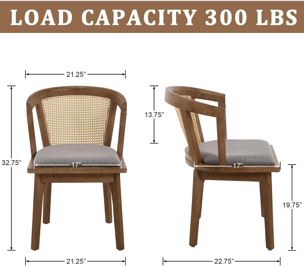 Kmax Modern Rattan Dining Chair Set of 4 Farmhouse Semi Barrel Dining Room Ch...