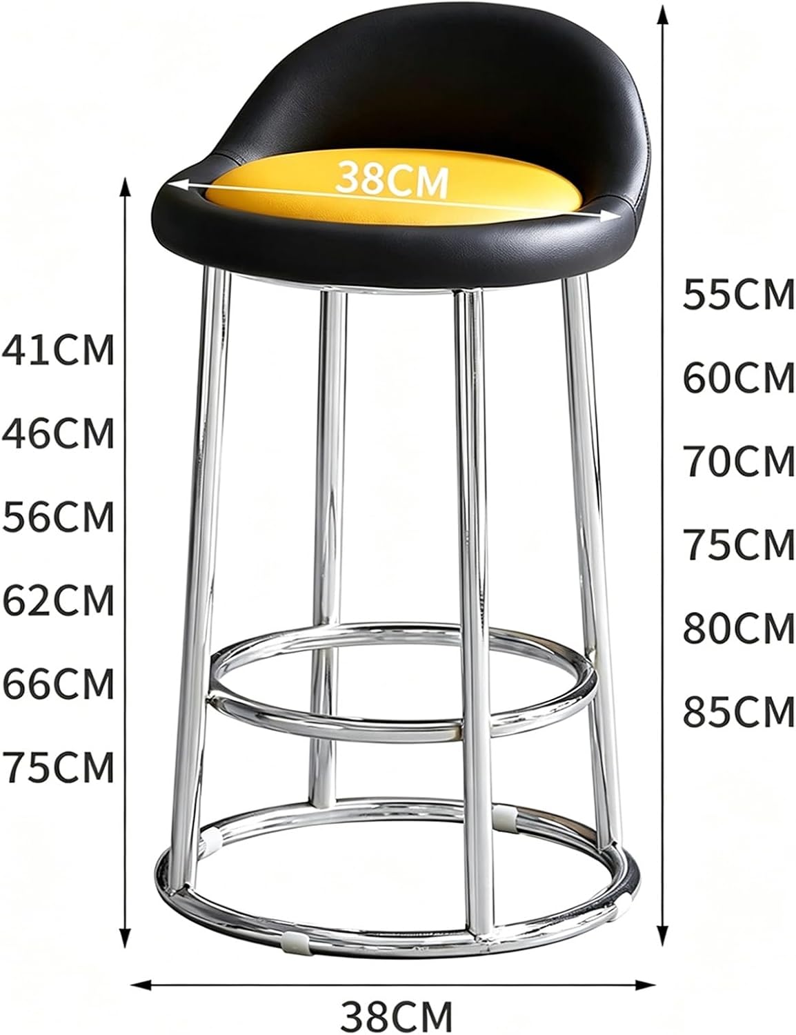 Metal Bar Stools, Office Guest Chair, Kitchen Bar Stools, Comfortable Cushion, Durable Steel Frame, for Pub Coffee Home Dinning Kitchen Island(White,High 80CM)