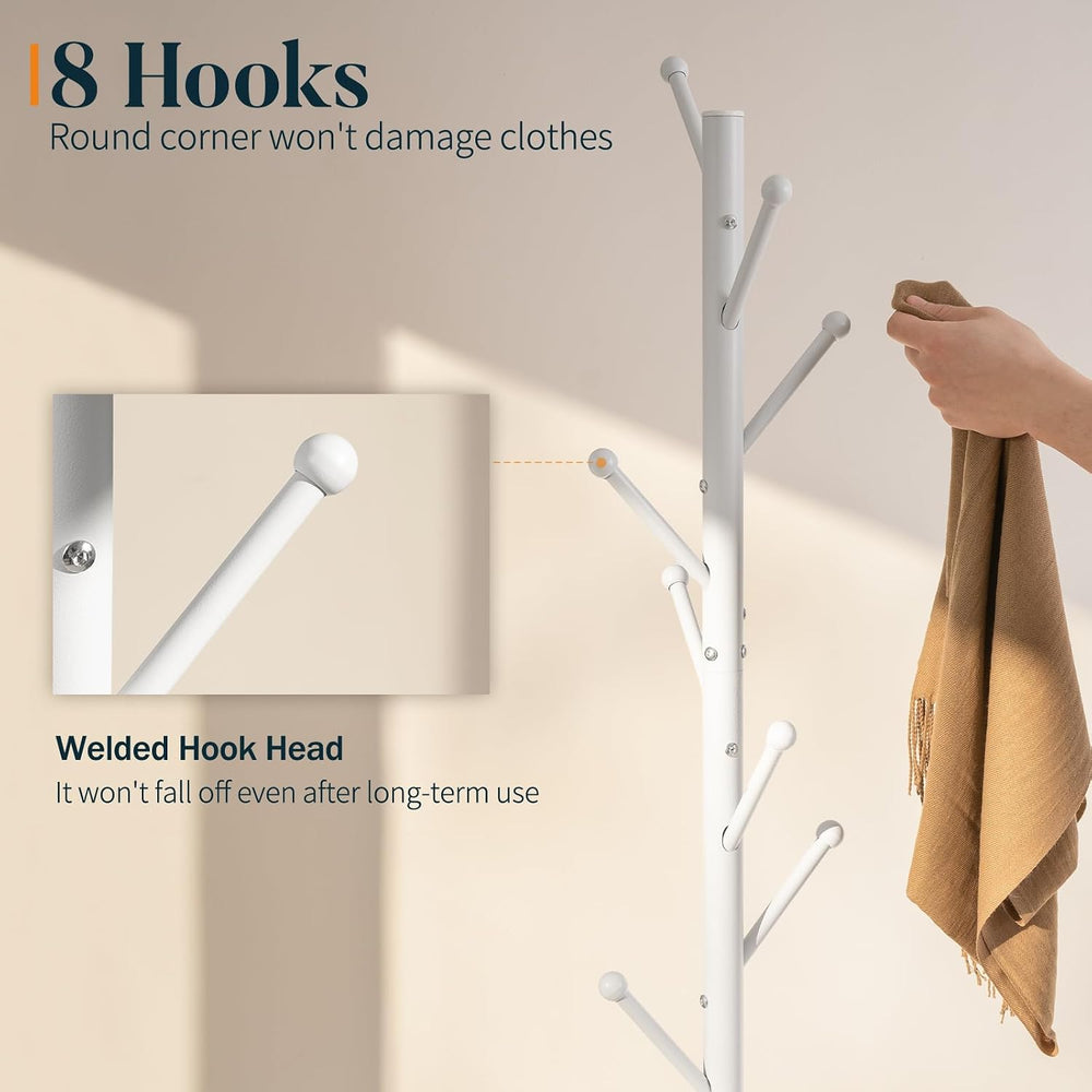 Yoobure Coat Rack Freestanding with Natural Marble Base - Coat Tree with 8 Ho...