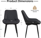 Dining Chair Set of 6, Modern Dining Chairs with Thick Cushions, Faux Leather Upholstered Kitchen Dining Room Chairs with Metal Adjustable Legs for Dining Living Room, Black