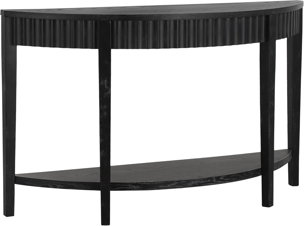 55'' Elegant Half Moon Entryway Table with Wood Veneer and Open Shelf...