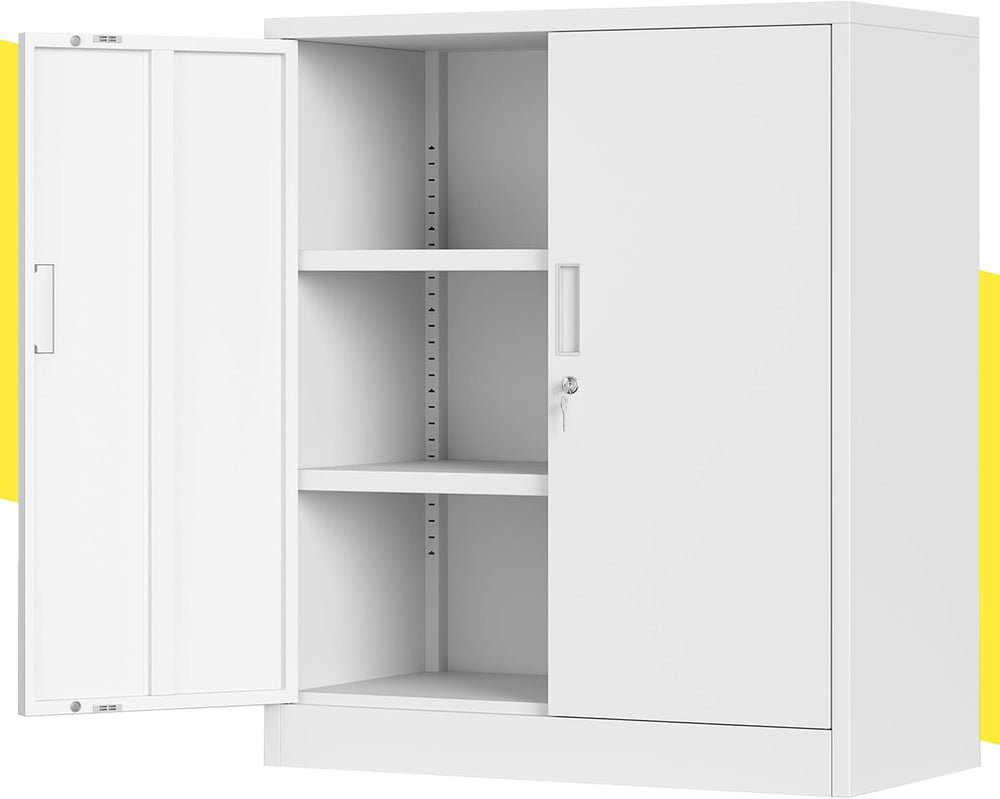 CJF Metal Storage Cabinet, 36" H Locking Storage Cabinet with Shelves an...