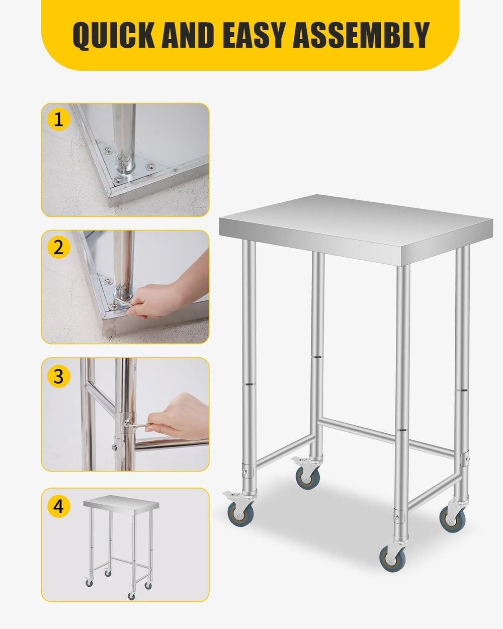 18X24x35 Inch Stainless Steel Table, NSF Heavy Duty Worktable with Open Base,...