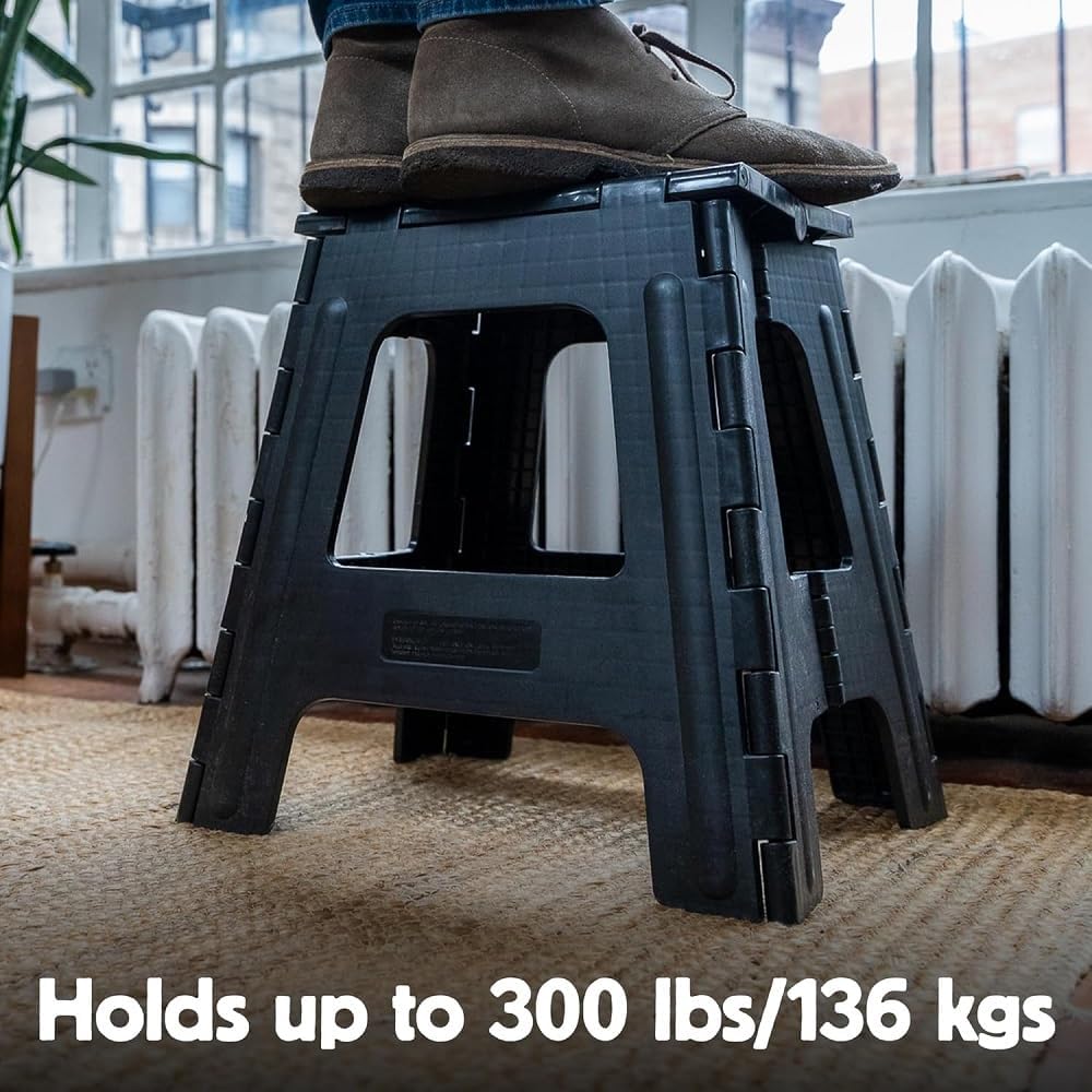 Kikkerland Rhino Foldable Step Stool – Holds Adults up to 300 Lbs, Best for K...