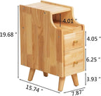Small Nightstand, Narrow Nightstand, Solid Slim Wood Night Stand for Small Spaces, Couch, Nature Color 7.87in Wide