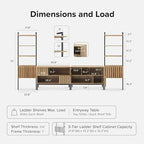 mopio Norwin 4 Piece Entertainment Center with Storage, 70" TV Stand, Industrial Modern Television Accent Cabinet, Oak Wood Media Console Table with 3-Tier Shelf Bookcase (3-Tier Display Set)