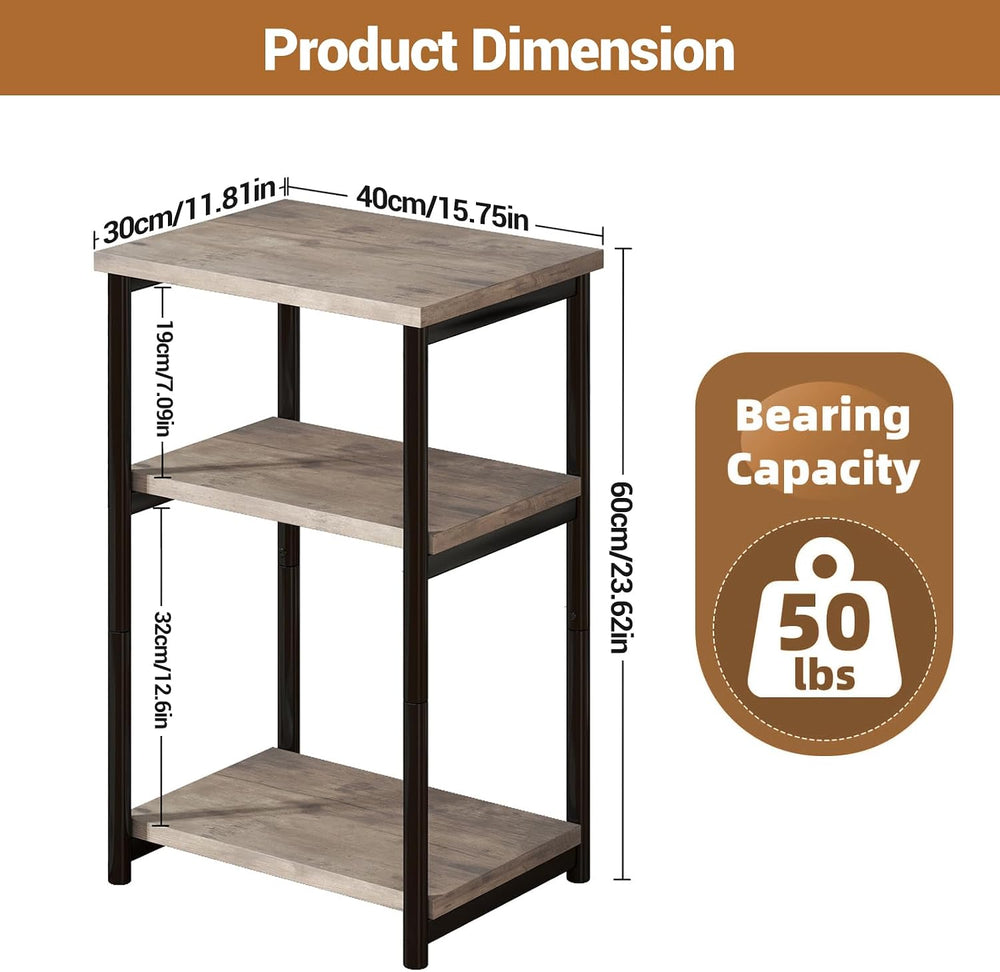 Garvee 3 Tier End Table, Tall Side Table with Storage, Telephone Tables with ...