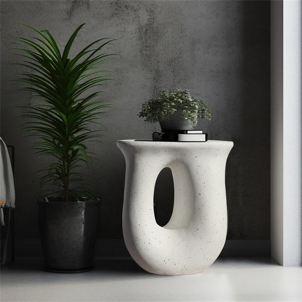 End Tables U-Shaped Geometric Concrete Decorative Table for Indoor and Outdoo...