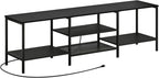 HOOBRO TV Stand with Power Outlets to 75 Inches, TV Console Table with Open Storage Shelves Cabinet, Industrial Media Entertainment Center for Living Room Bedroom, Black BB80DS01