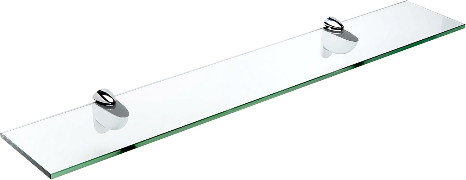 Spancraft Glass H-6x24-Chrome Heron Glass Shelf, Chrome, 6" x 24"
